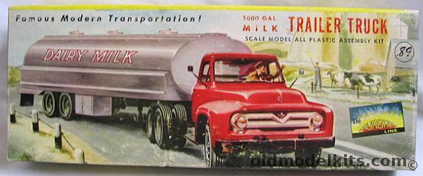 Aurora 1/64 5000 Gallon Milk or Gasoline Trailer/Tanker and Ford V8 Commercial Truck, 681-89 plastic model kit